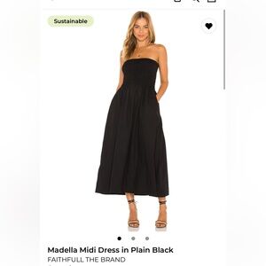 Faithfull the Brand Black Madella Midi Dress